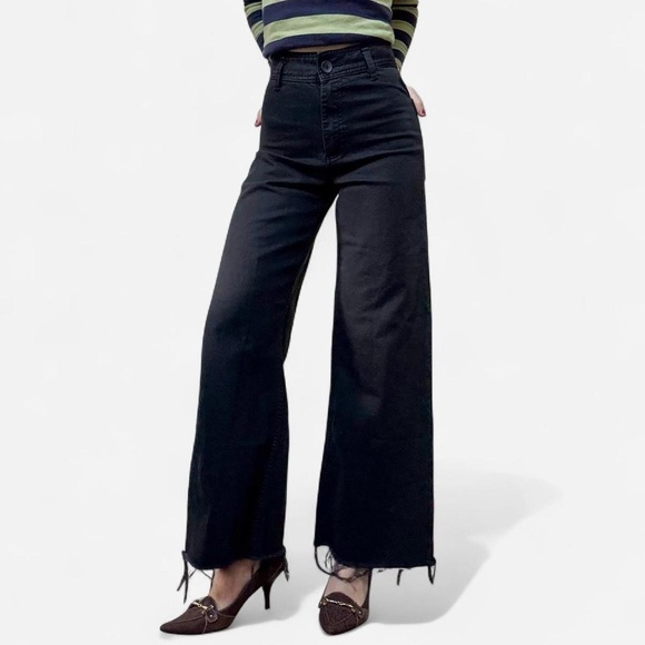 Zara Denim - Zara black high waisted wide leg jeans
